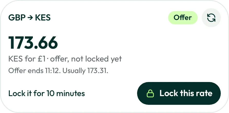 Rate widget, 4 by 2, showing an offer that isn't locked yet